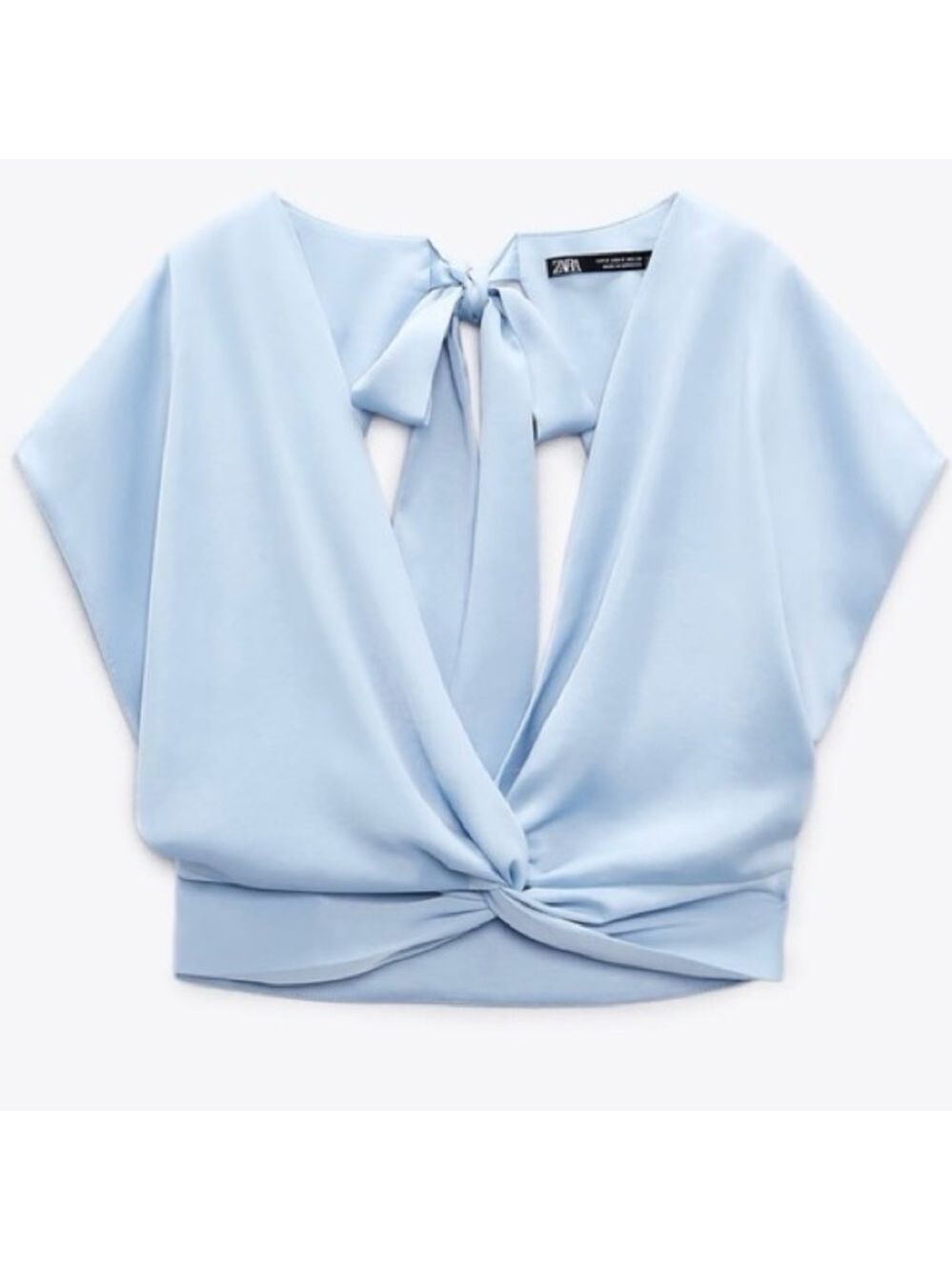 NWT Zara Knotted Satin Effect Top